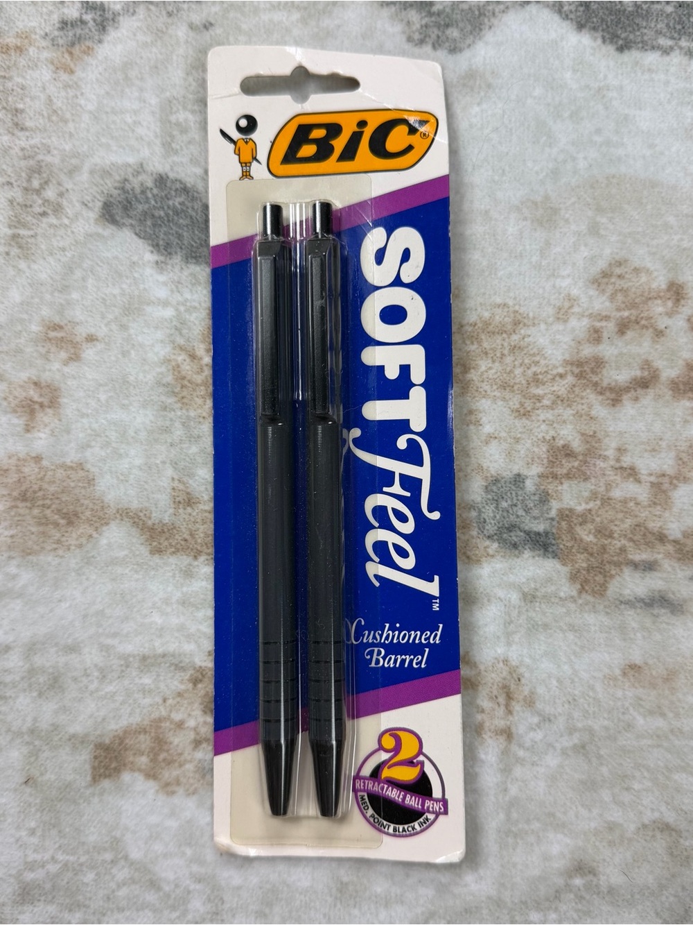 Vtg 2 Pack Bic Soft Feel Ball Pens New Sealed 1992 Black Ink